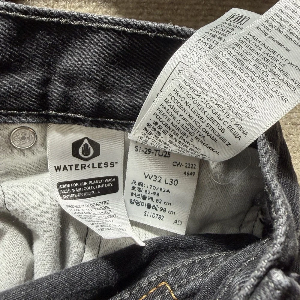 Levi's Strauss‎ Co 505 Men's Jeans Straight Fit Black Denim Jeans 32X30